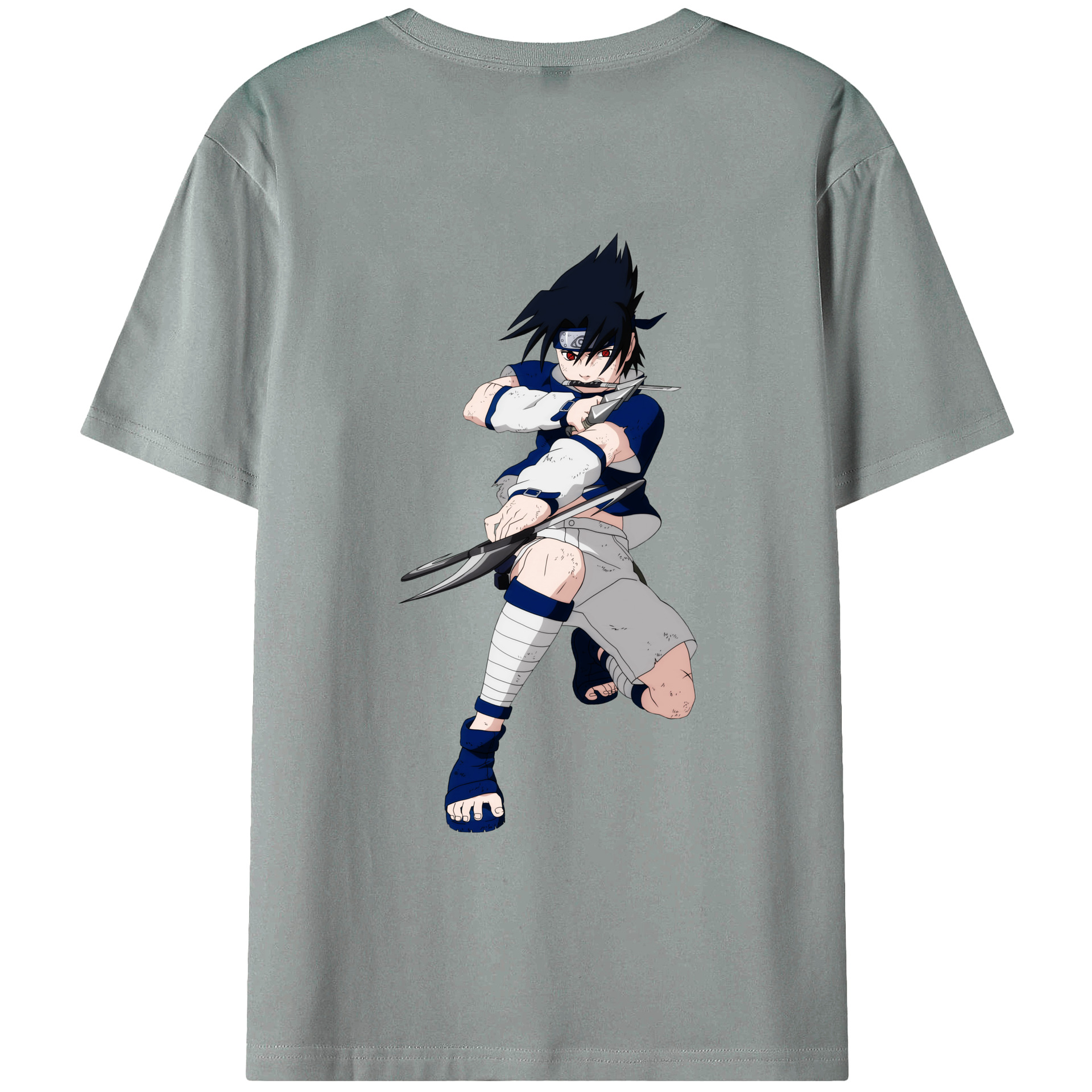 （画像用） NARUTO -ナルト- うちは サスケ Uchiha Sasuke 綿100％ メンズ半袖Tシャツ（バックプリント） 通気性